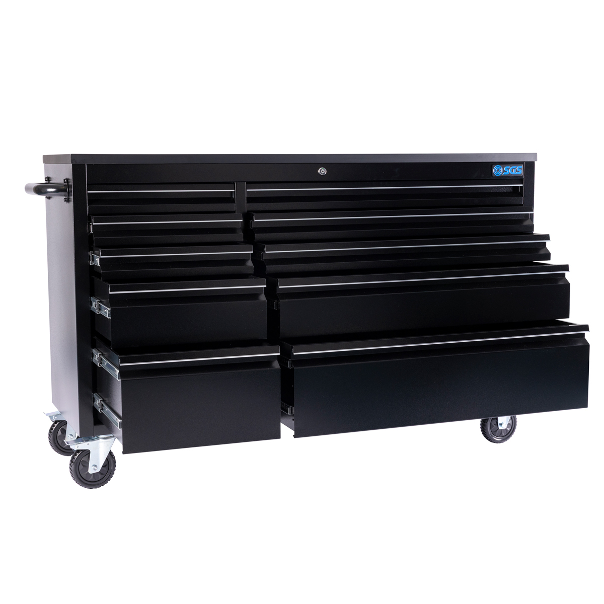 SGS 55in Deluxe 10 Drawer Wheeled Tool Cabinet | Black